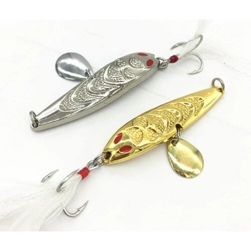 10g 15g 20gMetal Spinners Spoon lure Bass Pike Fishing Sequins Hard Bait Sequins with Feather Peche Trout FishingTreble Hook