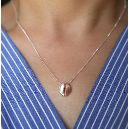 Rose gold silver color half ball beaded floating charm delicate box chain simple necklace 925 sterling silver jewelry lovely