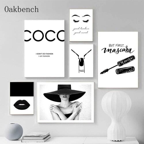 Black And White Poster Fashion Canvas Painting Makeup Wall Art Posters Lips Eyelashes Print Modern Wall Pictures Home Decor