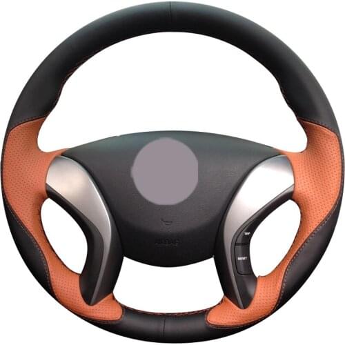 Black Leather Brown Leather Car Steering Wheel Cover for Hyundai Elantra 2011-2016 Avante i30 2012-2016