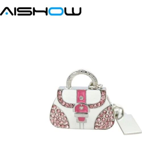 Pen drive real capacity metal bag 4GB 8GB Custom Jewelry & Crystal Lady Bag pendrive USB Flash Drive 16GB 32GB USB Memory card
