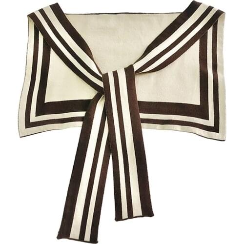 Design Coffee Women Knitted Ponchos Y Capes Scarf Striped Autumn Shawl Wraps Warm Shrugs Tippet Casual Neckerchief Stole Szalik