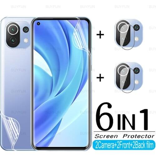 6in1 Full Cover Hydrogel Film For Xiaomi Mi 11 Lite HD Film For xiamoi 11 ulra 11 pro 10T Pro 10 Lite 10 Pro Camera Protector