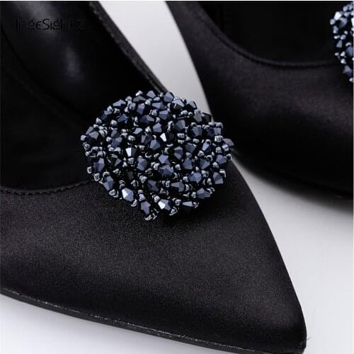 IngeSight.Z 2 Pieces Charm Acrylic Bead Flower Shoe Decoration Elegant Women Anklet Shoe Clip Fashion Jewelry Accessories Buckle