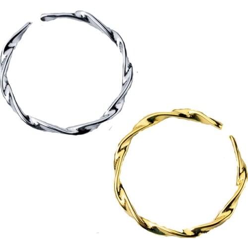 Real 925 Sterling Silver Spiral Adjustable Ring For Fashion Women Party Minimalist Fine Jewelry Hiphop Accessories