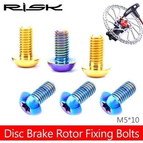 12 Pcs RISK Titanium Alloy Bicycle M5*10mm Disc Brake Rotor Fixing Bolts MTB Mountain Bike Torx Rotor M5*10mm Cycling Screws