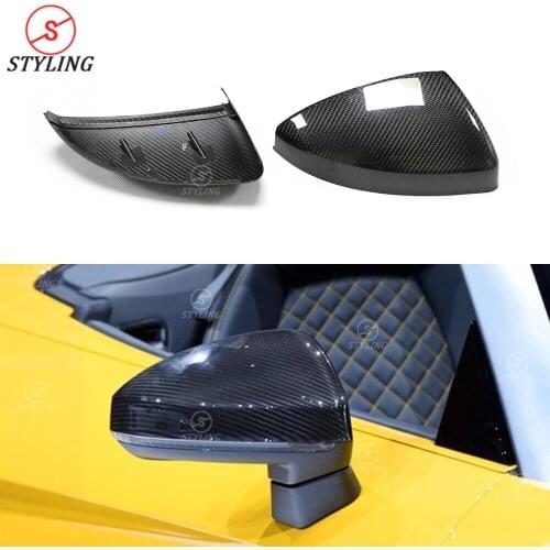 For Aud i R8 Dry Carbon Fiber Rear Side View Mirror Cover caps 1:1 Replacement Style R8 mirror cover 2015 2016 2017 2018 2019