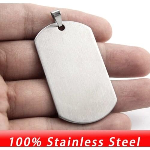 Matte surface brushed polish blank military tags charm 1.1x1.9inch stainless steel Necklace Pendants wholesale 50pcs