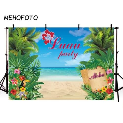 MEHOFOTO Summer Backdrop Luau Party Hawaii Aloha Birthday Party Banner Photo Booth Background Beach Photography Backdrops