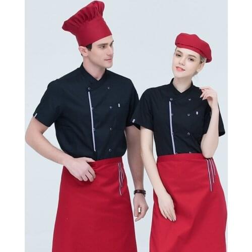 Mans Short Sleeve Chef Jacket Male Restaurant Hotel Coffee Shop Waiter Work Wear Lady Chef Uniform Work Clothes Plus Size B6570
