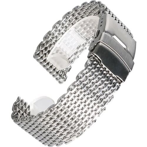 18MM 20MM 22MM 24MM Silver Watch Bracelet Stainless Steel Band Adjustable Mesh Replacement Strap Practical Watchbands Men Male
