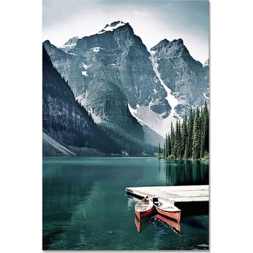 Nature Landscape Forest Mountain Lake Boat DIY Embroidery 11CT Cross Stitch Kits Needlework Craft Set Cotton Thread Sale