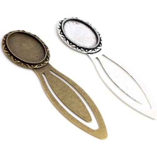 New Fashion 2pcs 18x25mm Inner Size Antique Silver Plated Bronze Vintage Style Handmade Bookmark Cabochon Base Cameo Setting