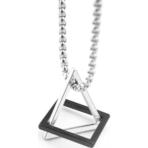 Men Chain Necklace Goth Geometric Triangle Stainless Steel Hip Hop Man Accessoreis Punk Couple Pendant Mens Necklaces Jewelry