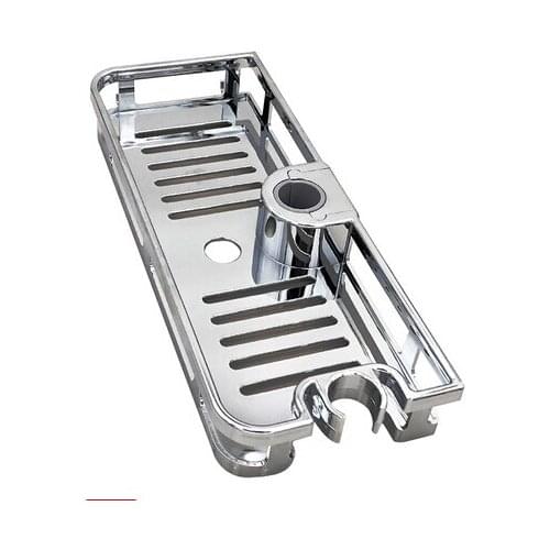 Bathroom Tray Stand Storage Rack Organizer Anti Bacteria Multifunction Rectangle Shower Shelf Lifting Rod No Drilling Removable