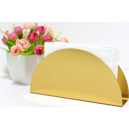 Semi-circular Stainless Steel Tissue Holder Gold Vertical Napkin Holder Metal Restaurant Coffee Shop Hotel Tissue Rack