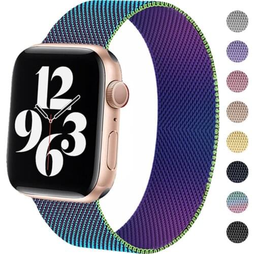 Magnetic Loop Strap For Apple Watch band 44mm 40mm Stainless steel Metal belt correa bracelet iWatch series 3 4 5 6 SE Strap