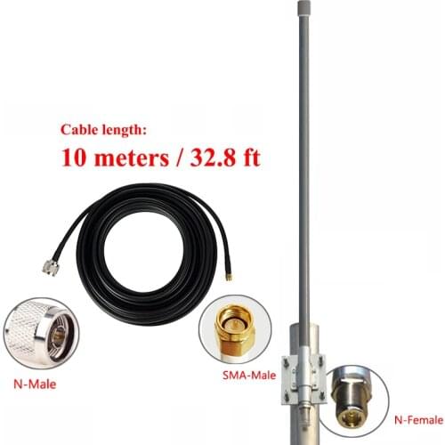 868MHz omni fiberglass antenna 10dBi outdoor roof glide monitor repeater UHF antenna RFID LoRaWAN antenna 10 meters cable SMA-M