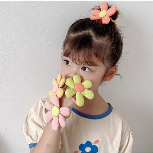 1PC Korean Simple Flower Elastic Hair Rope for Women Cute Big Ball Scrunchies Wild Girl Rubber Band Headwear Hair Accessories