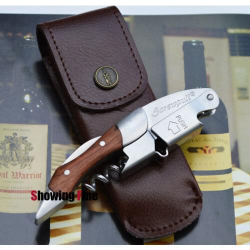 Screwpull Corkscrew with 2 Hinges Easy to Use Wine Bottle Opener with Rosewood Handle Stainless Steel Wine Openor Free Shipping