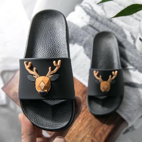 Slippers Womens Summer Childrens Slippers Korean-Style Antlers Non-Slip Platform Elk Slipper Men Shoes Woman House Shoes Men