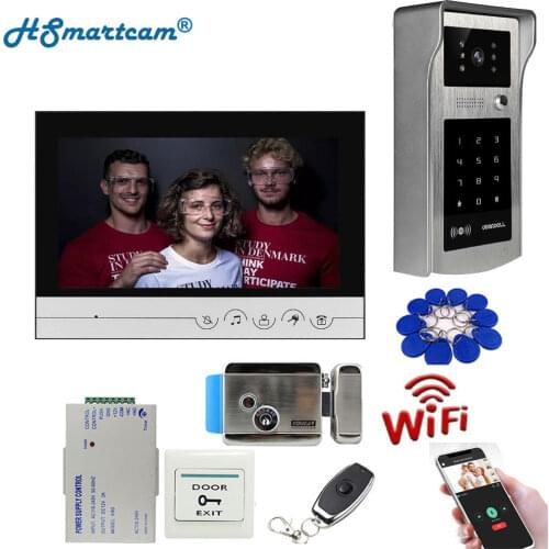 9inch Wifi Video door phone intercom system+Electric Bolt Lock+ID Inductive Card password Camera+Power Supply APP Phone Unlock