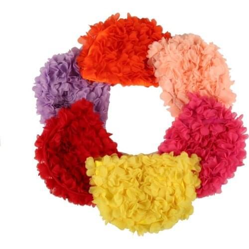 1pcs Three dimensional flower petals ladies swimming cap Vintage Floral Swimming Hat Flower Bathing Cap