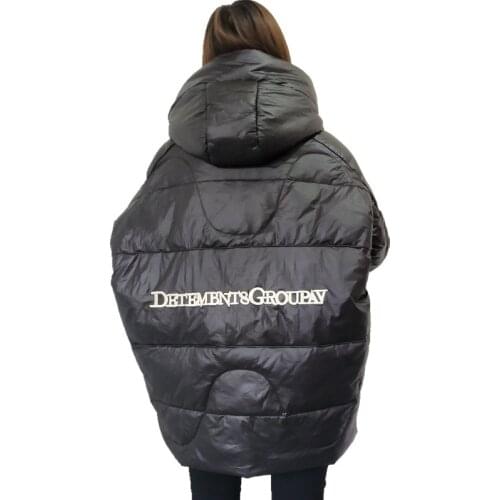 QingWen Medium Long Winter Jacket Women New Letter Embroidery White Duck Down Jacke Casual Hooded Down Coats Warm Thicken Parkas