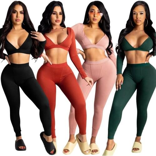 Echoine Women Spring Solid Strapless Full Sleeve Ankle-length 2 Two Piece Set Casual Pullover Elastic Waist Pant club Outfits