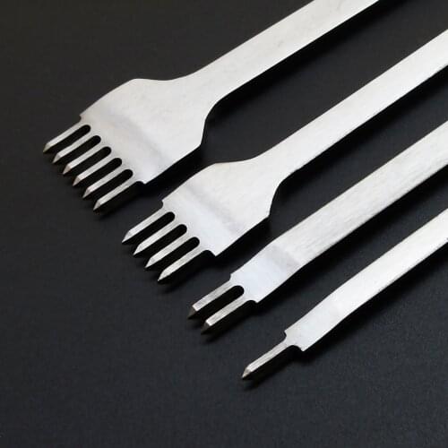 1sets Metal Leather Chisel Hole Punch Stitching Tool Diamond Pricking Iron Leather Craft tool Completely Polishing 3/4/5/6mm
