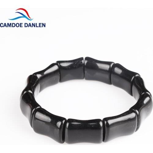 100% Quality Natural Black Onyx Bian Stone Bracelet Carve Black Bianshi Bracelet Jewelry For Women Men Bianshi Charm Bracelet