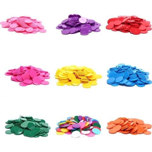 100Pcs/Lot 9 Colors 25mm Plastic Poker Chips Casino Bingo Markers Token Fun Family Club Board Games Toy Creative Gift