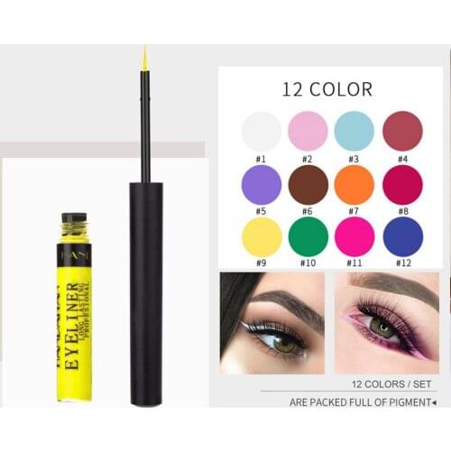 12Pcs Waterproof Liquid Eyeliner Pen Black Eye Pencil Keep 24H Makeup Beauty And Top Quality Eyeliner Cosmetic