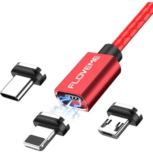 2 Type 3A Magnetic USB Cable Fast Charging Type C Micro USB Cord Cable Magnet Charger Data Charge Mobile Phone Cable For Iphone