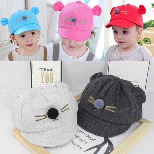 2018 Brand New Toddler Infant Kids Baby Boy Girl Pom Hats Winter Warm Cotton Bobble Beanie Cap Cartton Ears Mouse Ears Hat 2-5T