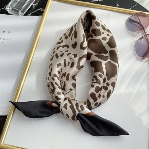 2021 Summer Silk Scarf Leopard Women Bandana Fashion Print Neck Hairband Spring Shawl Wrap Female Foulard Neckerchief New
