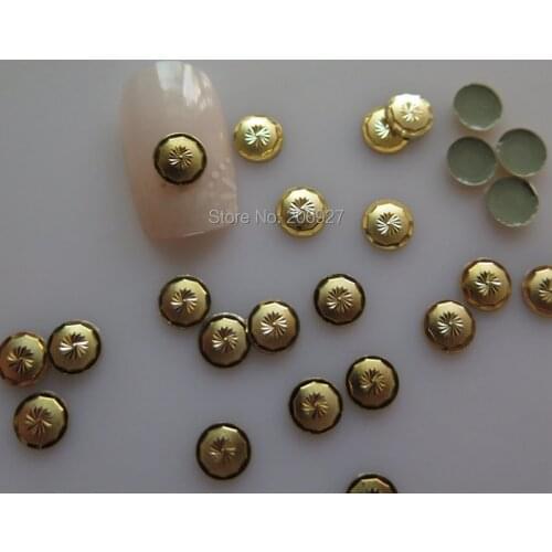 NS-22 30pcs Nail Decoration High Quality 6mm Gold Round Metal Stud Nail Art Decoration