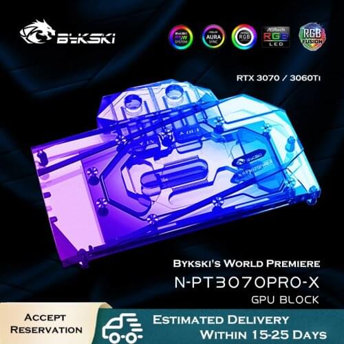 3060Ti Gaming Pro OC Graphic Card, VGA Cooler N-PT3070PRO-X Bykski, Full Coverage GPU Water Cooling Block for Palit RTX 3070