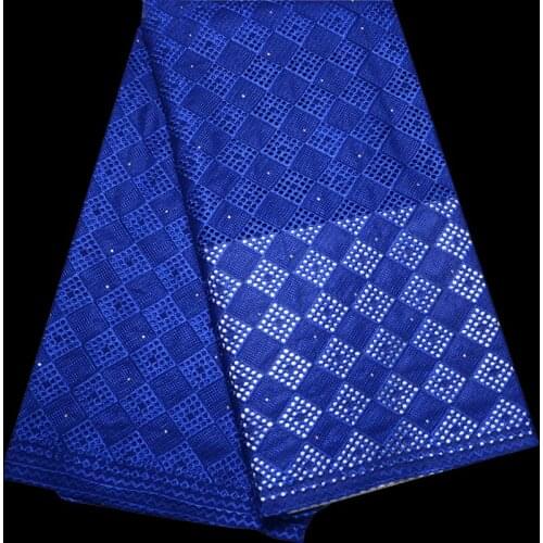 5yards/pc) high quality African dry cotton lace fabric in royal blue with rhombus pattern for party dress CLH03