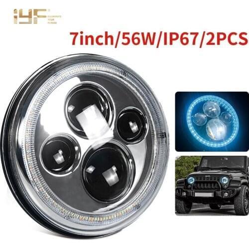 7 Inch Hi/Lo Beam Kingkong Starting Blue Halo LED Headlights For Motorcycle Off-Road 4x4 Vehicles Headlamp 12V 24V 36V