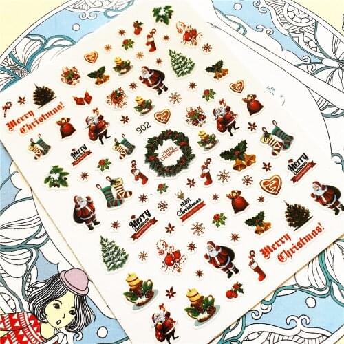 901 902 903 Santas Christmas Gift 3D Back glue Nail Art Stickers Decals Sliders Nail ornament decoration