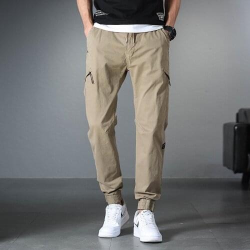 Summer Mens High Waist Pant Elastic Plus Size Clothing 36 Cargo Pant Men Many Pockets Loose Work Pants Male Straight Trousers