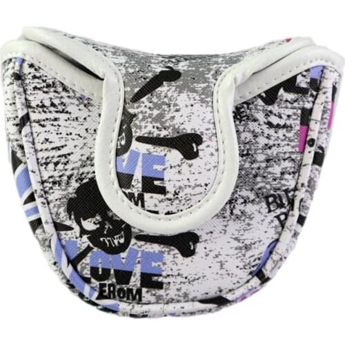 1 Piece Waterproof PU Leather Skull Pattern Golf Mallet Head Cover Club Headcover Golf Head Protector Golf Accessories