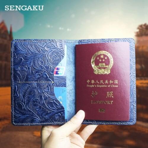Handmade Genuine Leather Business Passport Covers Men Women Multi-function Credit Card Slots purse Wallet Case Travel