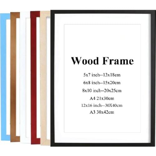 Black White Wood Color Picture Photo Frame A4 A3 Wooden Frame Nature Solid Simple Wooden Frame Wall Mounting Hardware Included