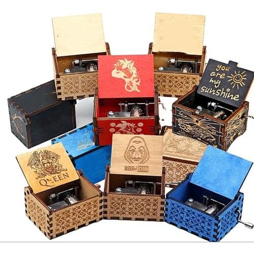 1 Pcs Wooden Music Box For Home Decor