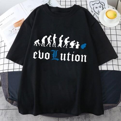 Sweet Punk T-shirt Women Men Summer 2021 Korean Ins Japanese Harajuku Death Note Evolution Anime Student Short Sleeve Shirt Tops