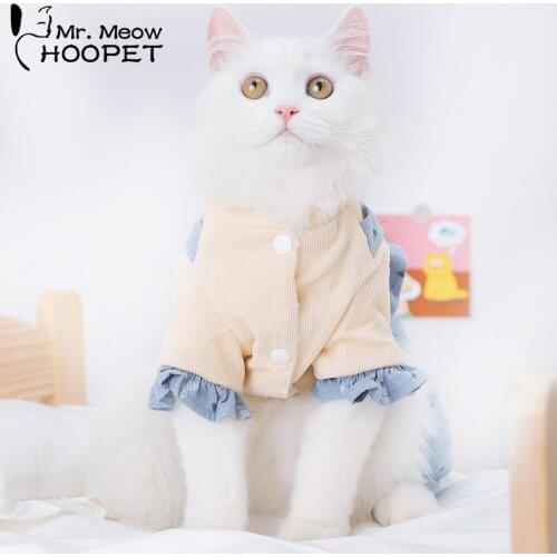 Hoopet Cute Pet Overalls Comfortable Clothing For Cats Dog Halloween Costume Winter Warm Four-legged Cats Clothing Cat Suppliers