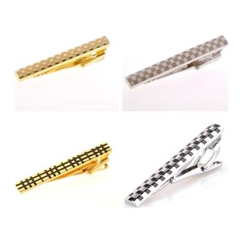 10pcs/lot Classic Business Tie Clip Copper Laser Grid Pattern Tie Pin Necktie Tie Bar Tie Clip Mens Jewelry Accessory Wholesale