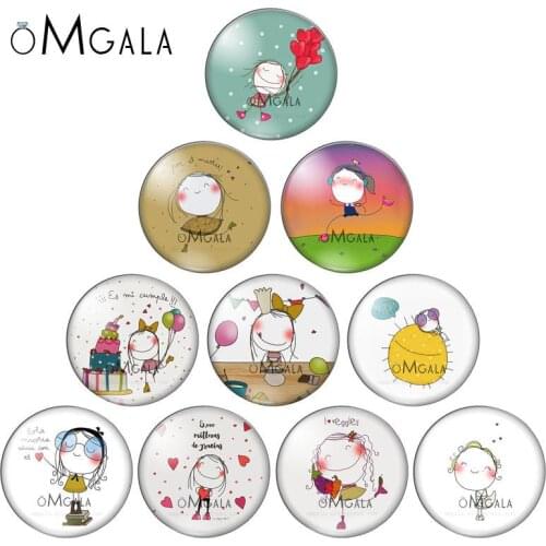 Cartoon Lovely Insprations Girls Drawing 12mm//14mm/18mm/20mm/25mm Round photo glass cabochon demo flat back Making findings